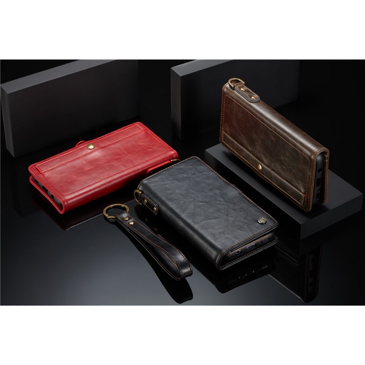 CASEME Detachable 2-in-1 Split Leather Wallet Flip Phone Cover for Samsung Galaxy S8 G950 - Red-19