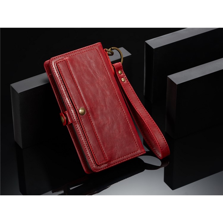CASEME Detachable 2-in-1 Split Leather Wallet Flip Phone Cover for Samsung Galaxy S8 G950 - Red-2
