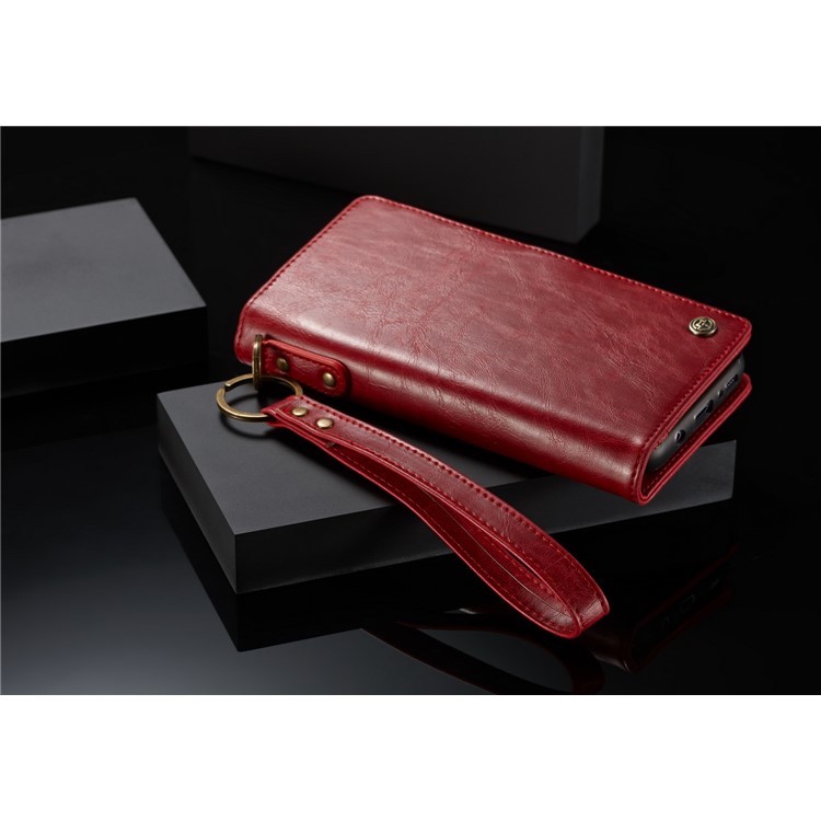CASEME Detachable 2-in-1 Split Leather Wallet Flip Phone Cover for Samsung Galaxy S8 G950 - Red-3
