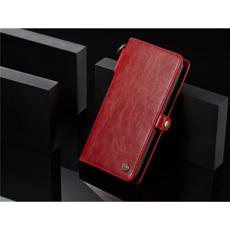 CASEME Detachable 2-in-1 Split Leather Wallet Flip Phone Cover for Samsung Galaxy S8 G950 - Red-4