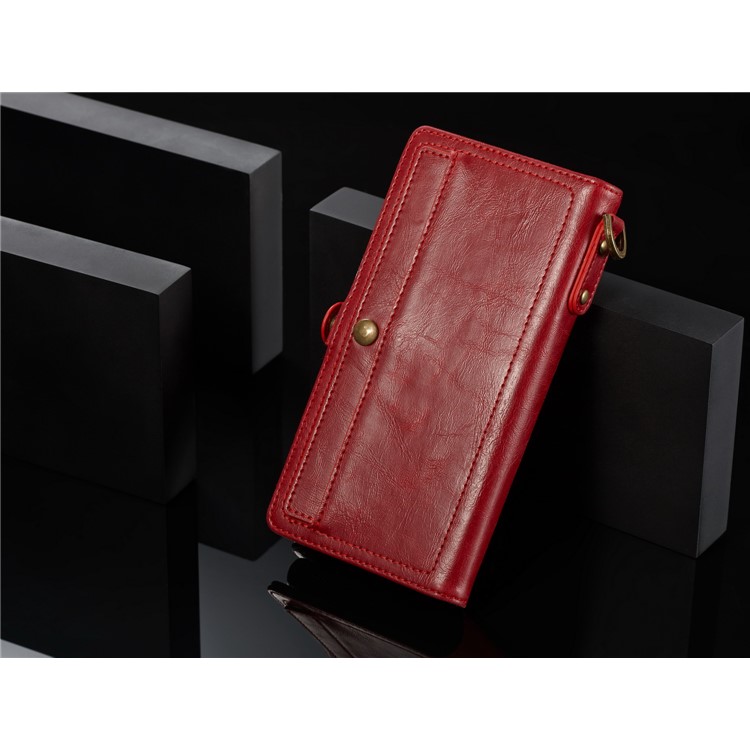 CASEME Detachable 2-in-1 Split Leather Wallet Flip Phone Cover for Samsung Galaxy S8 G950 - Red-5