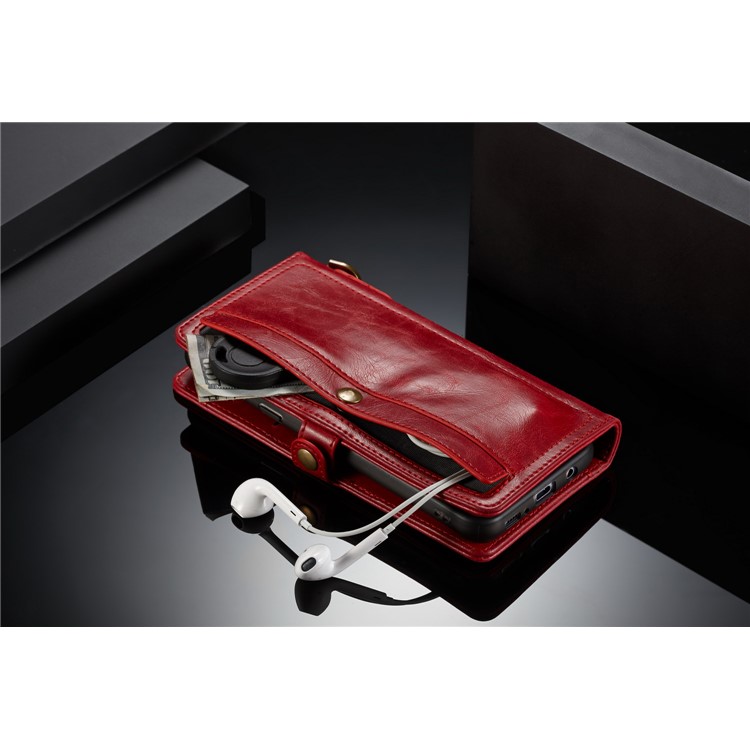CASEME Detachable 2-in-1 Split Leather Wallet Flip Phone Cover for Samsung Galaxy S8 G950 - Red-9
