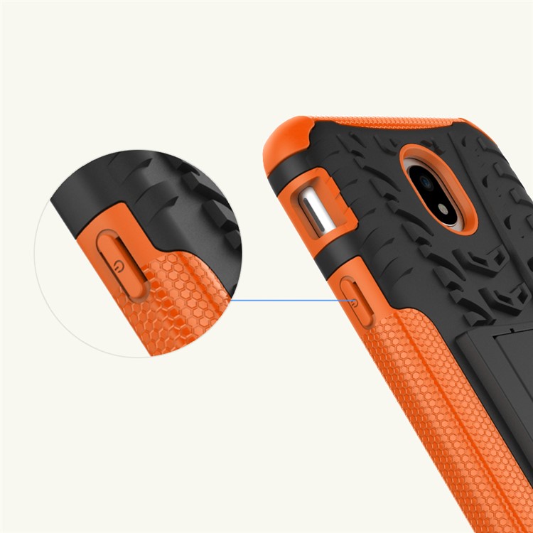 Tyre Pattern Kickstand PC + TPU Hybrid Shell for Samsung Galaxy J7 (2017) EU Version - Orange-4