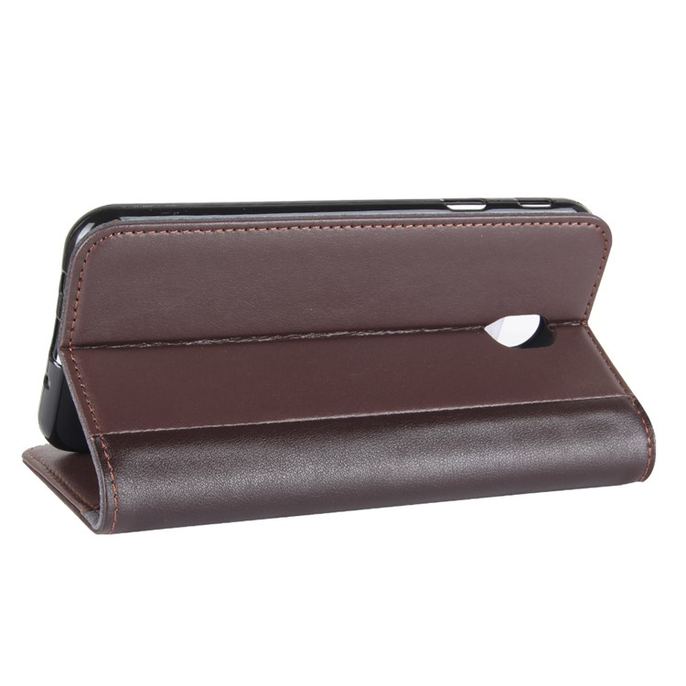 Genuine Split Leather Wallet Phone Case with Stand for Samsung Galaxy J5 (2017) EU / Asia Version - Brown-6