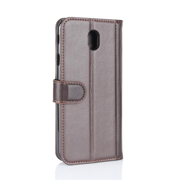 Genuine Split Leather Wallet Phone Case with Stand for Samsung Galaxy J5 (2017) EU / Asia Version - Brown-7