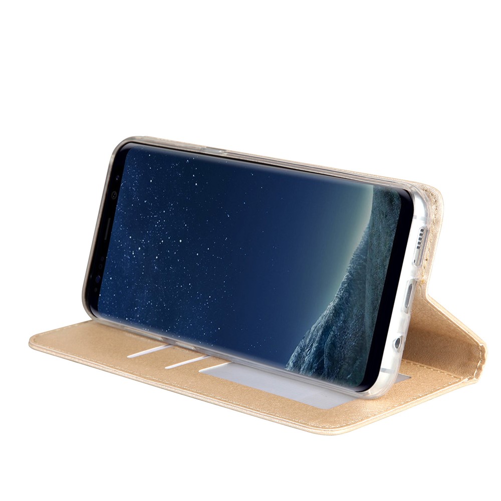 For Samsung Galaxy S8 G950 CMAI2 Series Silk Texture Wallet Stand Leather Case Shell - Gold-10