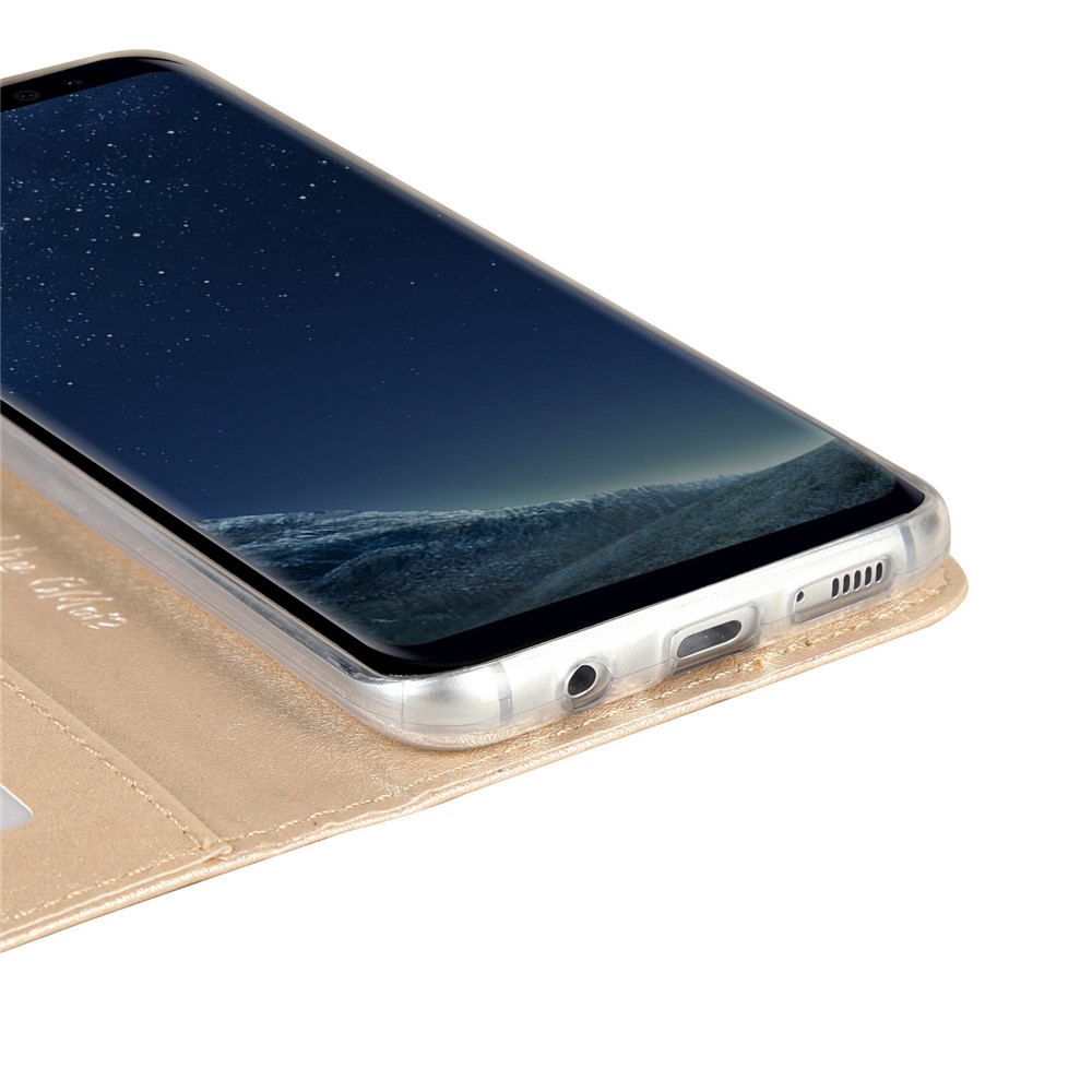 For Samsung Galaxy S8 G950 CMAI2 Series Silk Texture Wallet Stand Leather Case Shell - Gold-14