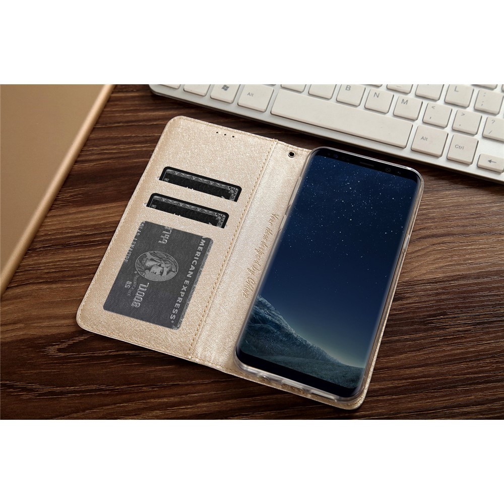 For Samsung Galaxy S8 G950 CMAI2 Series Silk Texture Wallet Stand Leather Case Shell - Gold-16