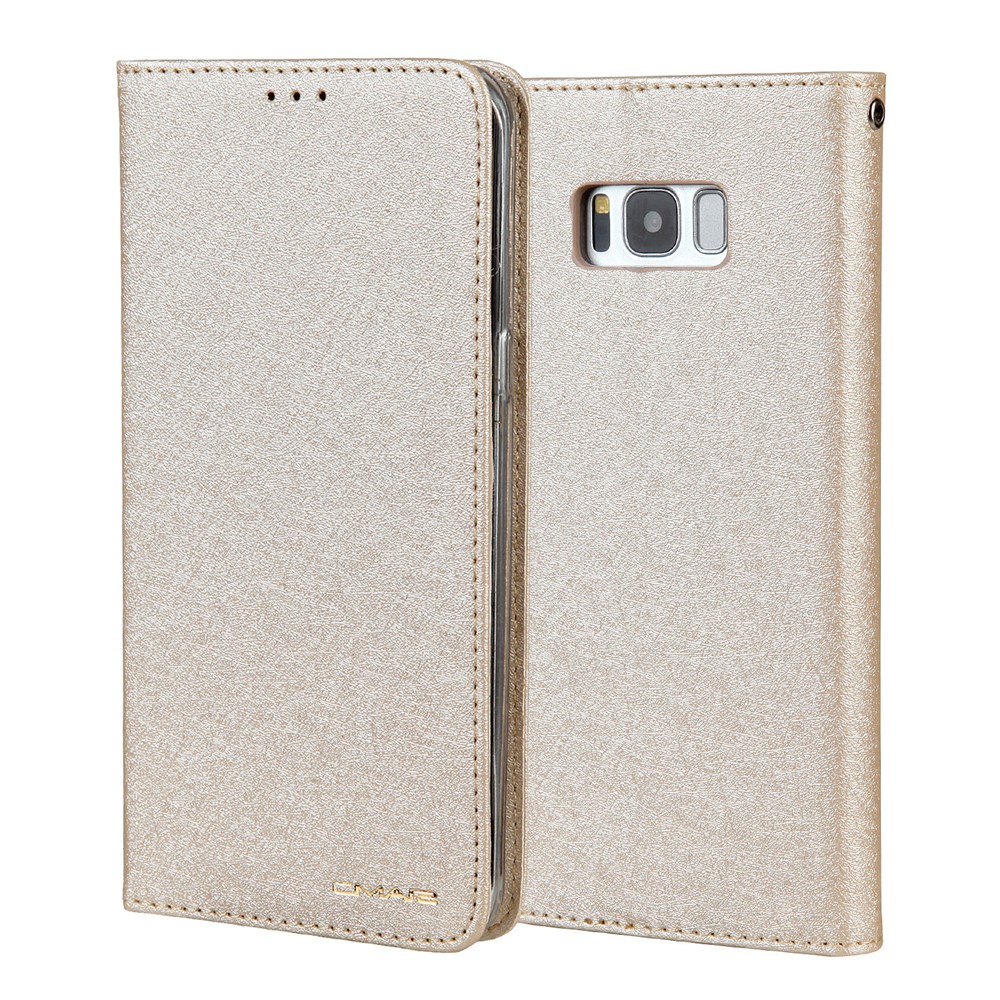 For Samsung Galaxy S8 G950 CMAI2 Series Silk Texture Wallet Stand Leather Case Shell - Gold-2