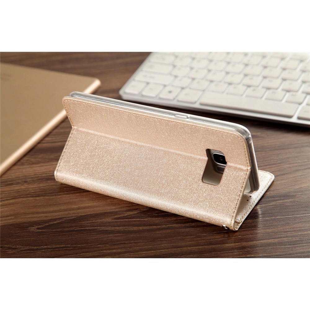 For Samsung Galaxy S8 G950 CMAI2 Series Silk Texture Wallet Stand Leather Case Shell - Gold-20