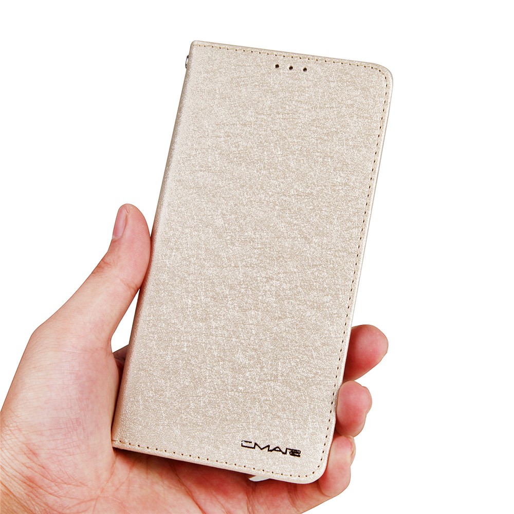 For Samsung Galaxy S8 G950 CMAI2 Series Silk Texture Wallet Stand Leather Case Shell - Gold-24