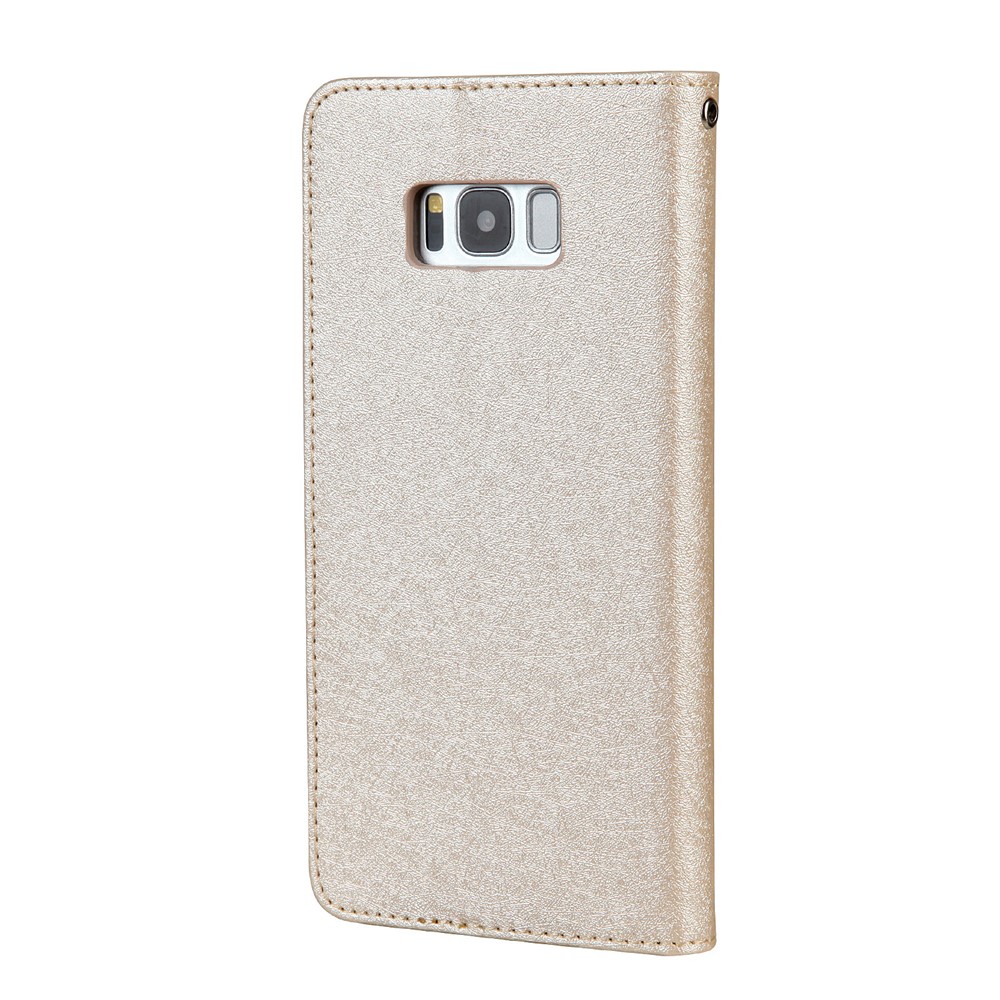 For Samsung Galaxy S8 G950 CMAI2 Series Silk Texture Wallet Stand Leather Case Shell - Gold-4