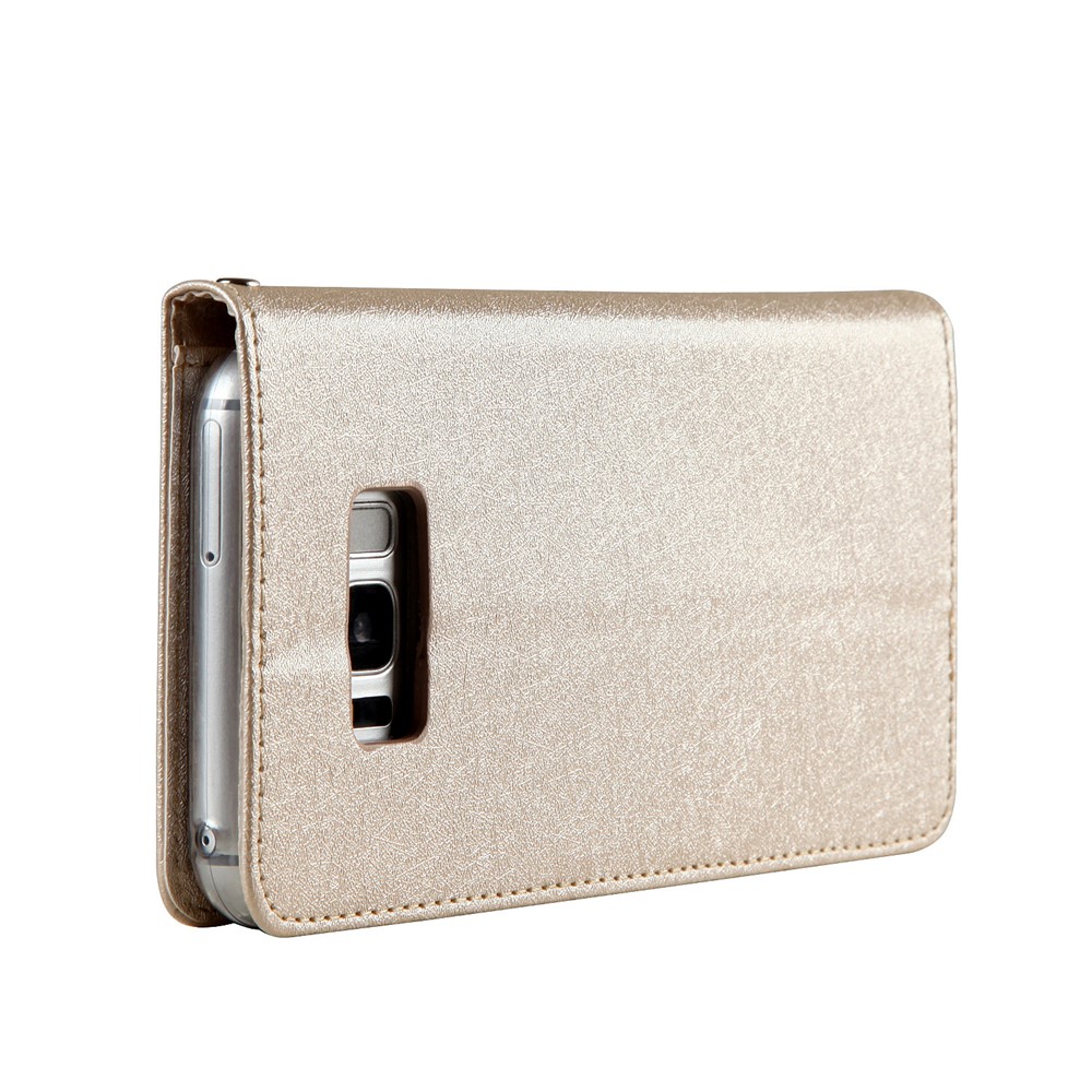 For Samsung Galaxy S8 G950 CMAI2 Series Silk Texture Wallet Stand Leather Case Shell - Gold-6