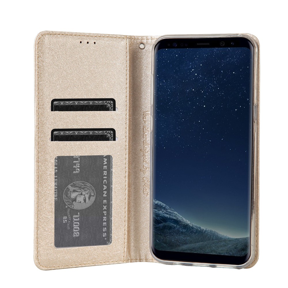 For Samsung Galaxy S8 G950 CMAI2 Series Silk Texture Wallet Stand Leather Case Shell - Gold-8