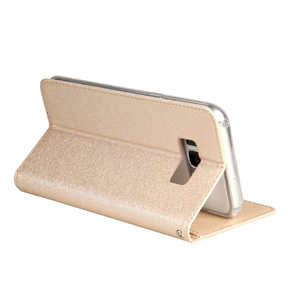 For Samsung Galaxy S8 G950 CMAI2 Series Silk Texture Wallet Stand Leather Case Shell - Gold-9
