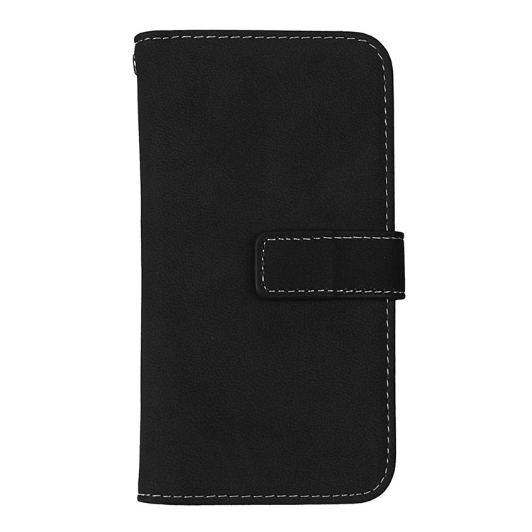 Matte Skin Leather Stand Folio Case with 9 Card Holders for Samsung Galaxy A3 (2017) - Black-3