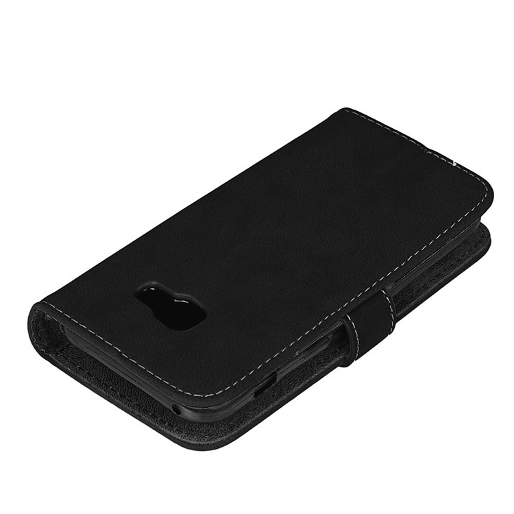 Matte Skin Leather Stand Folio Case with 9 Card Holders for Samsung Galaxy A3 (2017) - Black-5