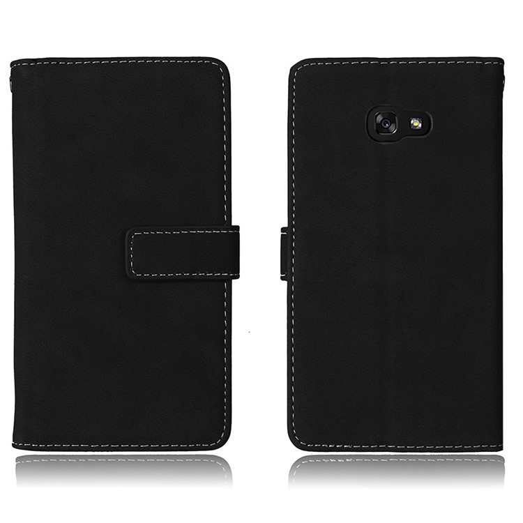Matte Skin PU Leather Stand Wallet Phone Case with 9 Card Holders for Samsung Galaxy A5 (2017) SM-A520 - Black-2
