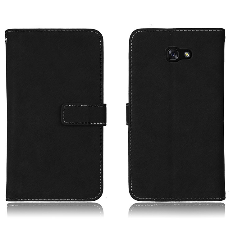 Matte Skin PU Leather Stand Wallet Phone Case with 9 Card Holders for Samsung Galaxy A7 (2017) SM-A720F - Black-2
