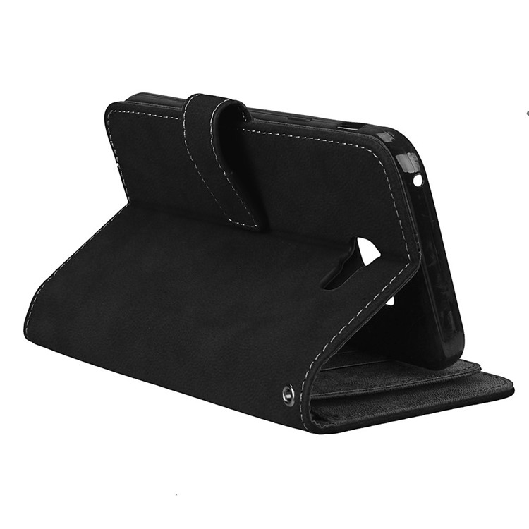 Matte Skin PU Leather Stand Wallet Phone Case with 9 Card Holders for Samsung Galaxy A7 (2017) SM-A720F - Black-7