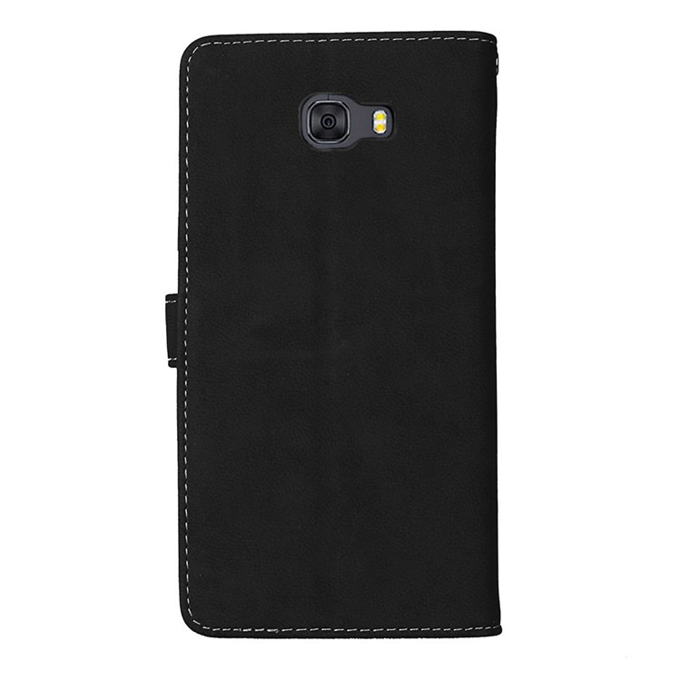 Matte Skin PU Leather Stand Wallet Phone Protection Cover with 9 Card Slots for Samsung Galaxy C9 Pro - Black-4