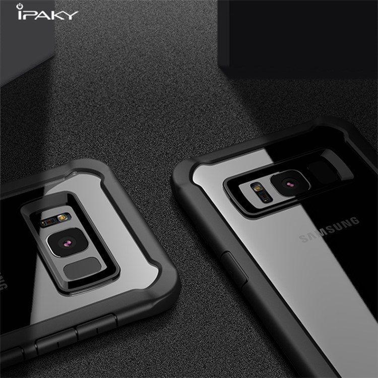 IPAKY Anti-drop PC + TPU Hybrid Case for Samsung Galaxy S8 Plus G955 - Black-3
