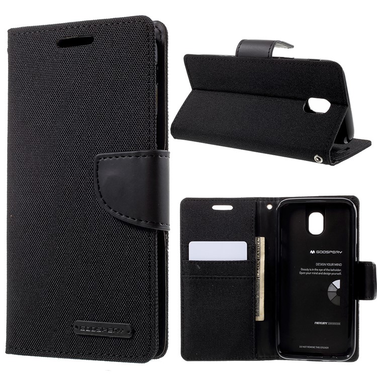 MERCURY GOOSPERY Canvas Diary Leather Case for Samsung Galaxy J5 (2017) - Black-1
