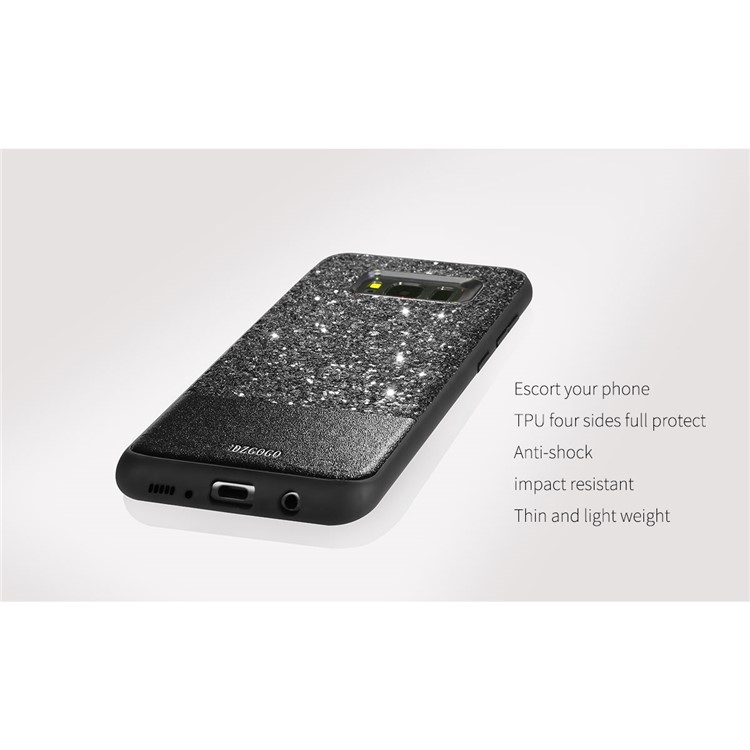 DZGOGO Bling Bling Series PU Leather Coated Bling Sequins PC + TPU Case for Samsung Galaxy S8+ G955 - Black-6