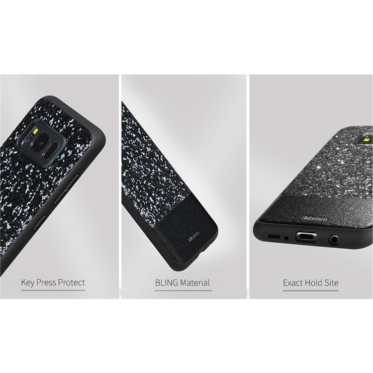 DZGOGO Bling Bling Series PU Leather Coated Bling Sequins PC + TPU Case for Samsung Galaxy S8+ G955 - Black-7