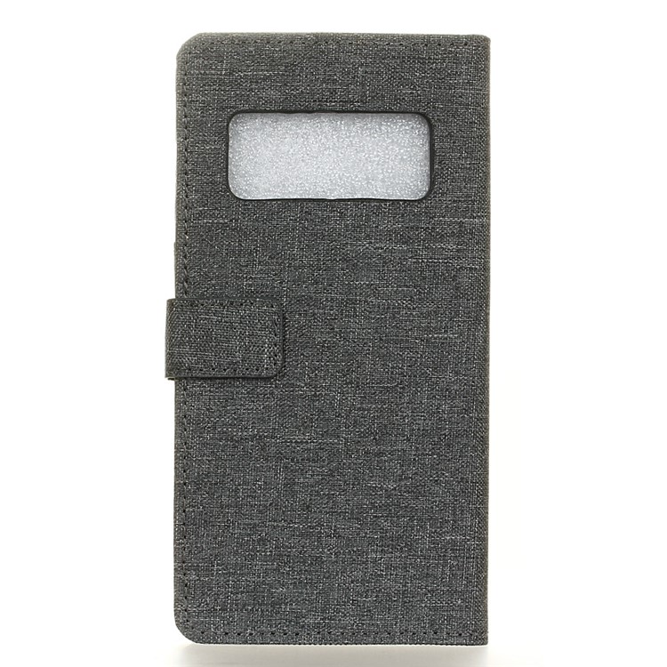 Linen Cloth PU Leather Wallet Case for Samsung Galaxy Note 8 - Grey-2