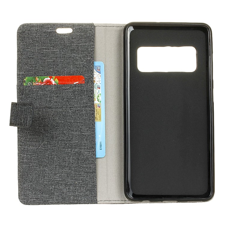 Linen Cloth PU Leather Wallet Case for Samsung Galaxy Note 8 - Grey-4