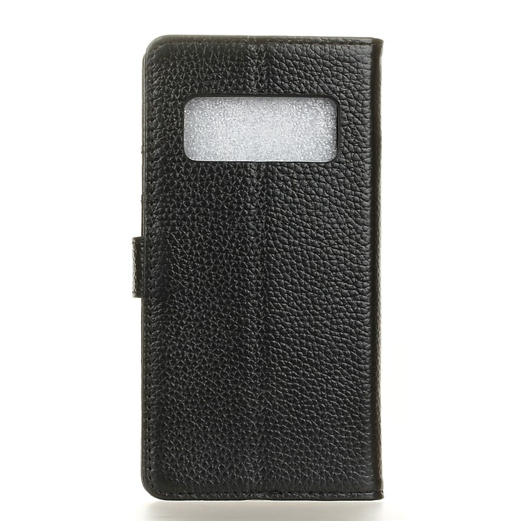 Litchi Grain Genuine Leather Wallet Stand Case for Samsung Galaxy Note 8 - Black-2