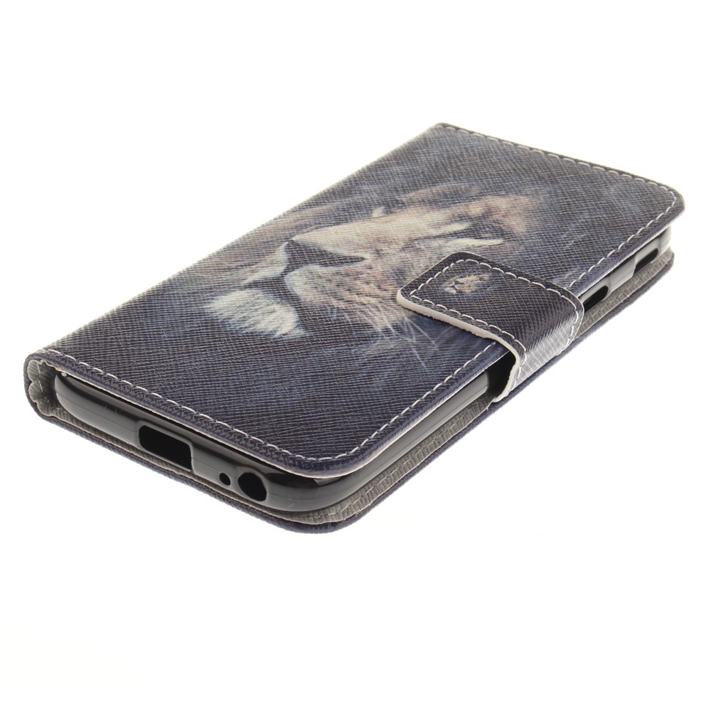 Pattern Printing Leather Willet Stand Case Para Samsung Galaxy J3 (2017) Versión de la ue - León