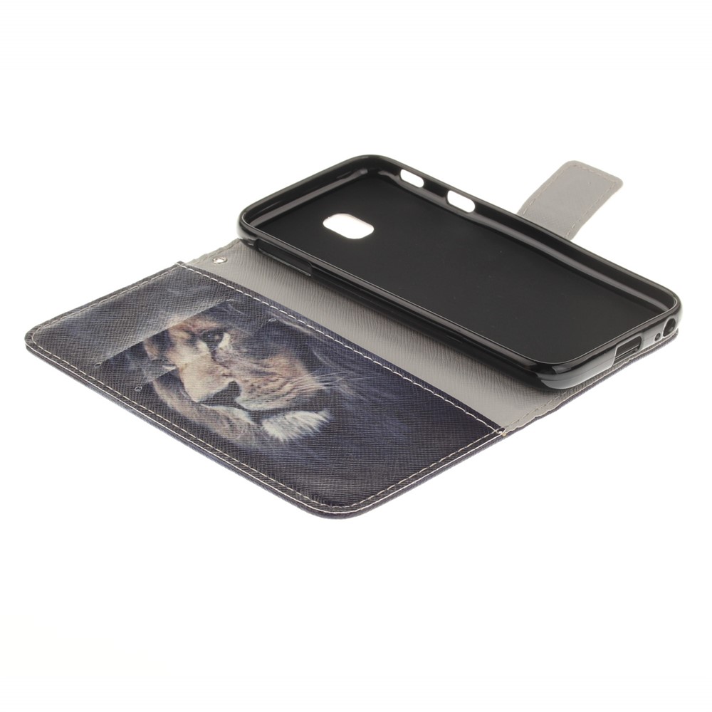 Pattern Printing Leather Wallet Stand Case for Samsung Galaxy J3 (2017) EU Version - Lion-8