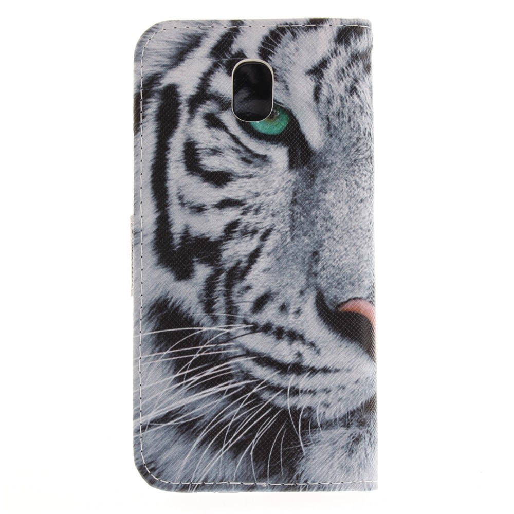 Pattern Printing Wallet Stand Case de Cuero Con Magnet Para Samsung Galaxy J5 (2017) Versión de la ue -Tiger