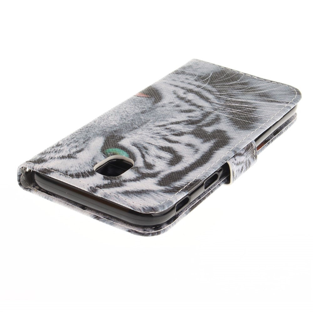 Pattern Printing Wallet Stand Case de Cuero Con Magnet Para Samsung Galaxy J5 (2017) Versión de la ue -Tiger