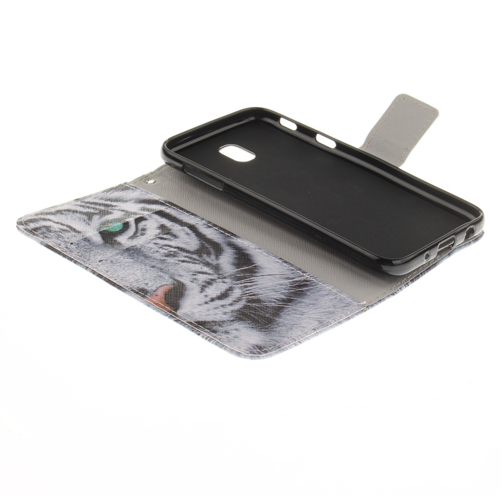 Pattern Printing Wallet Stand Case de Cuero Con Magnet Para Samsung Galaxy J5 (2017) Versión de la ue -Tiger-8