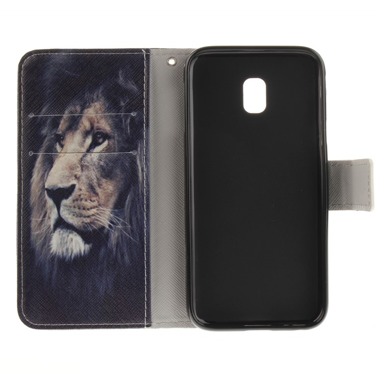 Pattern Printing Magnetic Leather Wallet Phone Casing with Stand for Samsung Galaxy J7 (2017) EU Version - Lion-10