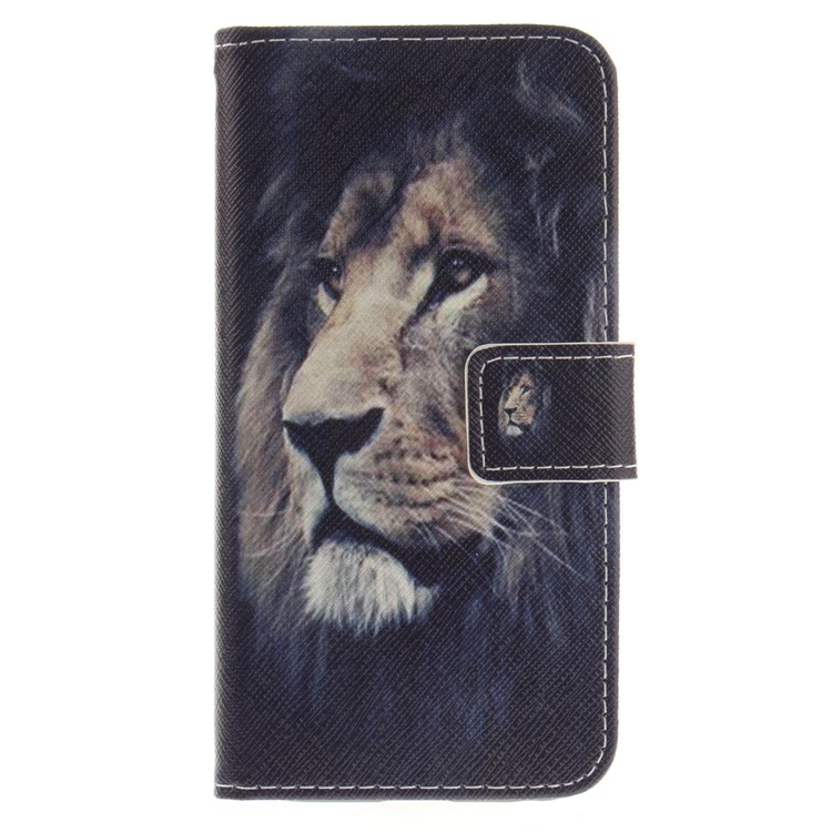 Pattern Printing Magnetic Leather Wallet Phone Casing with Stand for Samsung Galaxy J7 (2017) EU Version - Lion-2