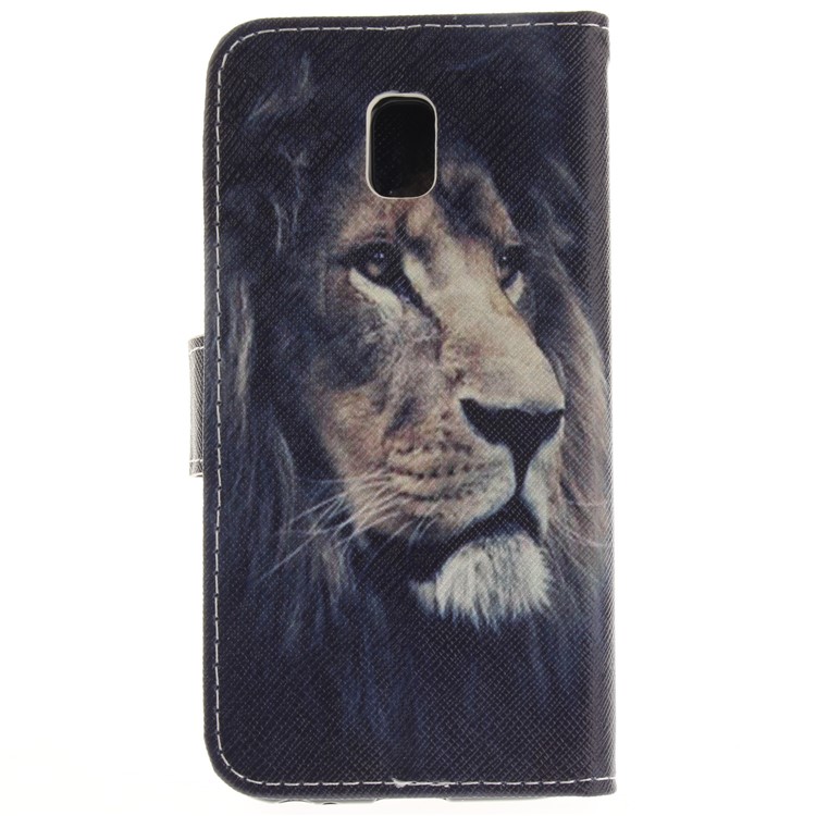 Pattern Printing Magnetic Leather Wallet Phone Casing with Stand for Samsung Galaxy J7 (2017) EU Version - Lion-3