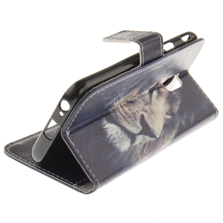 Pattern Printing Magnetic Leather Wallet Phone Casing with Stand for Samsung Galaxy J7 (2017) EU Version - Lion-7