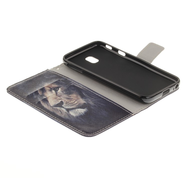 Pattern Printing Magnetic Leather Wallet Phone Casing with Stand for Samsung Galaxy J7 (2017) EU Version - Lion-8