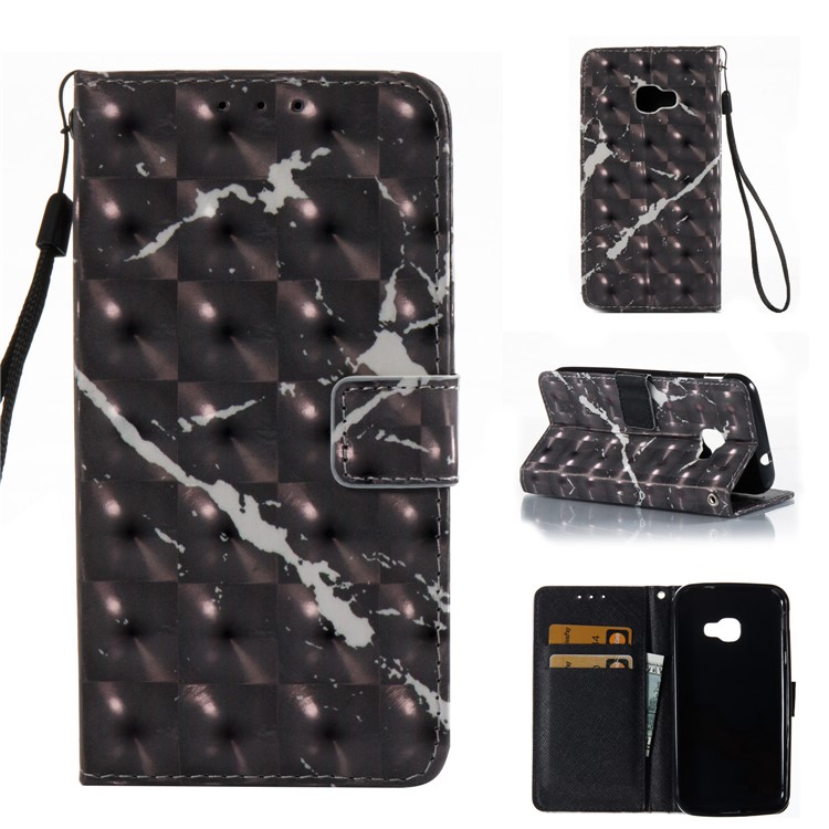 Marble Pattern Wallet Stand Leather Phone Case for Samsung Galaxy Xcover 4 - Black-1