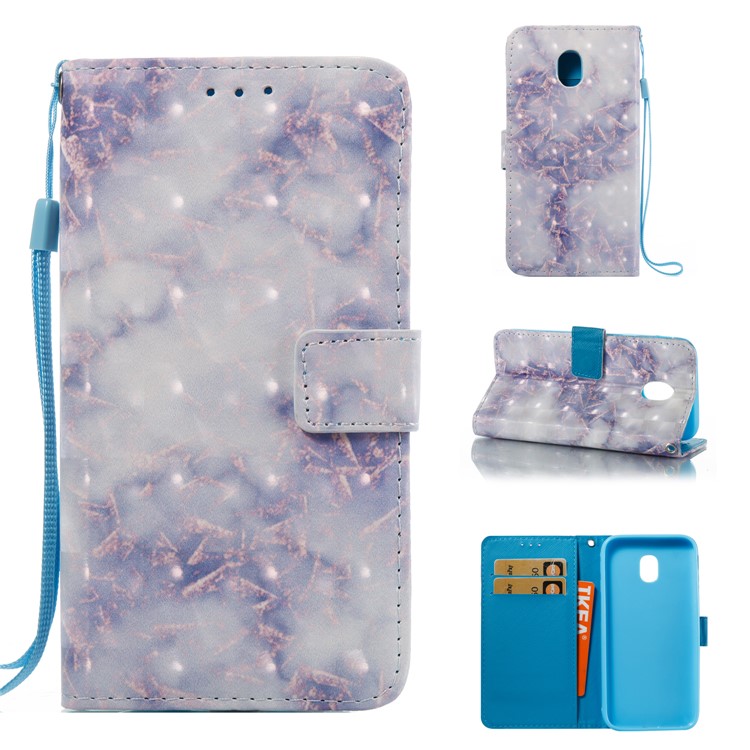 Marble Pattern PU Leather Flip Stand Mobile Case for Samsung Galaxy J3 (2017) EU Version - Blue-1