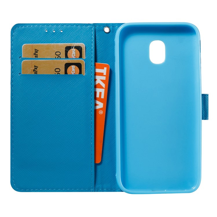 Marble Pattern PU Leather Flip Stand Mobile Case for Samsung Galaxy J3 (2017) EU Version - Blue-8
