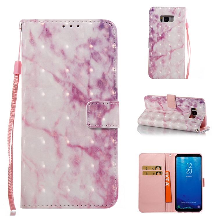 3D Marble Pattern Leather Wallet Stand Mobile Phone Casing for Samsung Galaxy S8+ SM-G955 - Rose-1