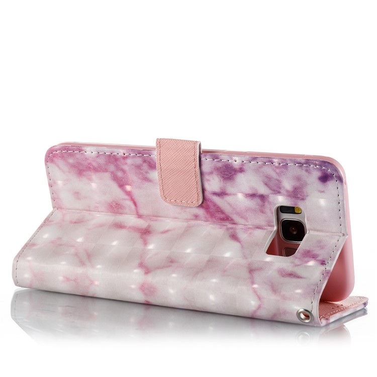 3D Marble Pattern Leather Wallet Stand Mobile Phone Casing for Samsung Galaxy S8+ SM-G955 - Rose-2
