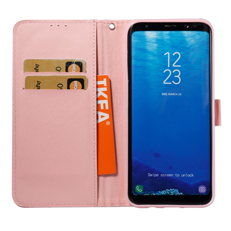 3D Marble Pattern Leather Wallet Stand Mobile Phone Casing for Samsung Galaxy S8+ SM-G955 - Rose-8