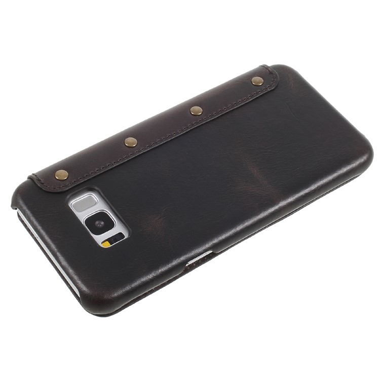 Genuine Leather Wallet Flip Cover for Samsung Galaxy S8+ SM-G955 - Black-5