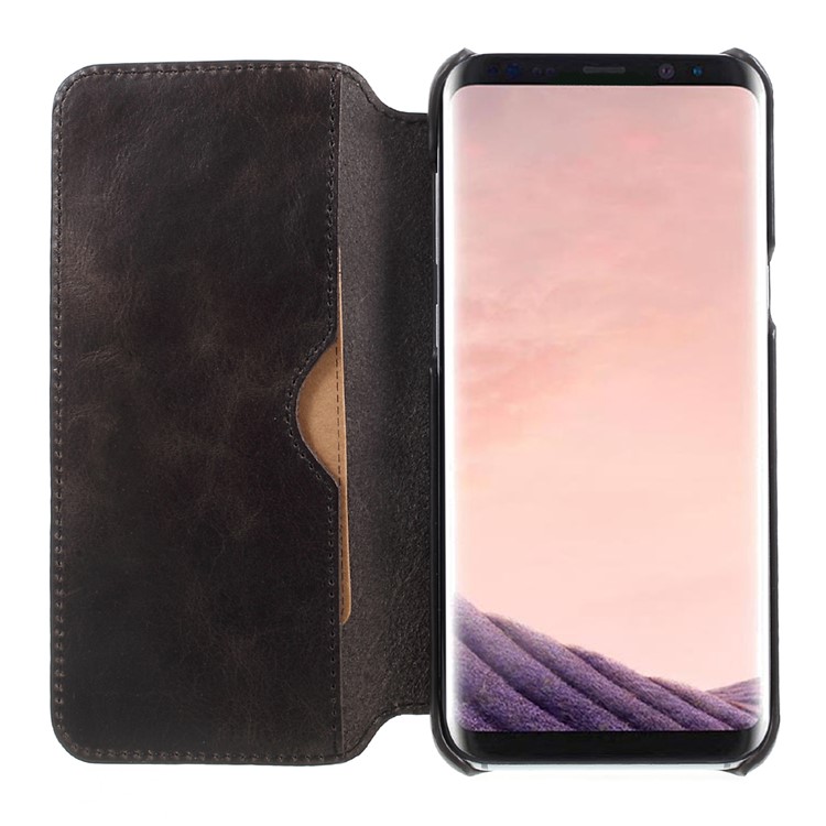 Genuine Leather Wallet Flip Cover for Samsung Galaxy S8+ SM-G955 - Black-6